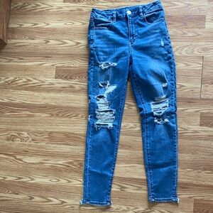 American Eagle Outfitters Distressed Blue Skinny Jeans